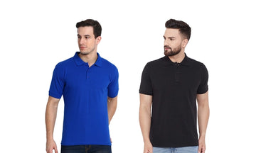 Men's T-shirt Solid Neck Polly Cotton (Pack of 2)